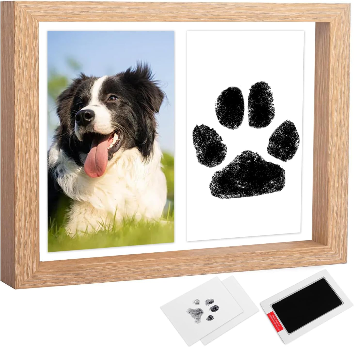 Dogs Memorial Gifts,Dog Nose Print Kit,Pawprint Keepsake Kit with Clean Touch Ink Pads and Imprint Cards,DIY Wooden Pet Paw Print Frame for Pet