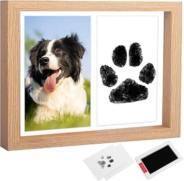 Dogs Memorial Gifts,Dog Nose Print Kit,Pawprint Keepsake Kit with Clean Touch Ink Pads and Imprint Cards,DIY Wooden Pet Paw Print Frame for Pet
