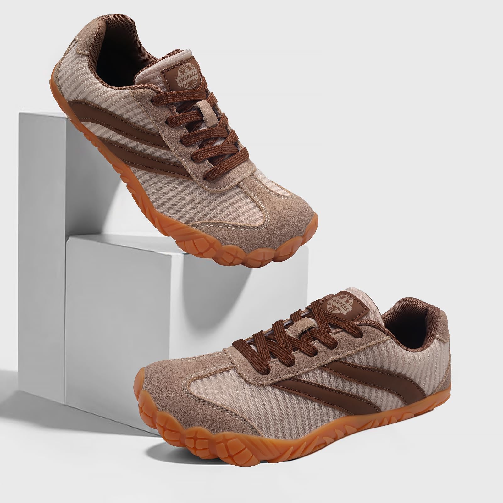 Barfuss Schuhe Damen Barfußschuhe Herren Retro Sneaker, Breite Zehenbox Barfussschuhe Zero-Drop Sohle Leichte Minimalistische Traillaufschuhe, Rutschfester Atmungsaktiv Walkingschuhe