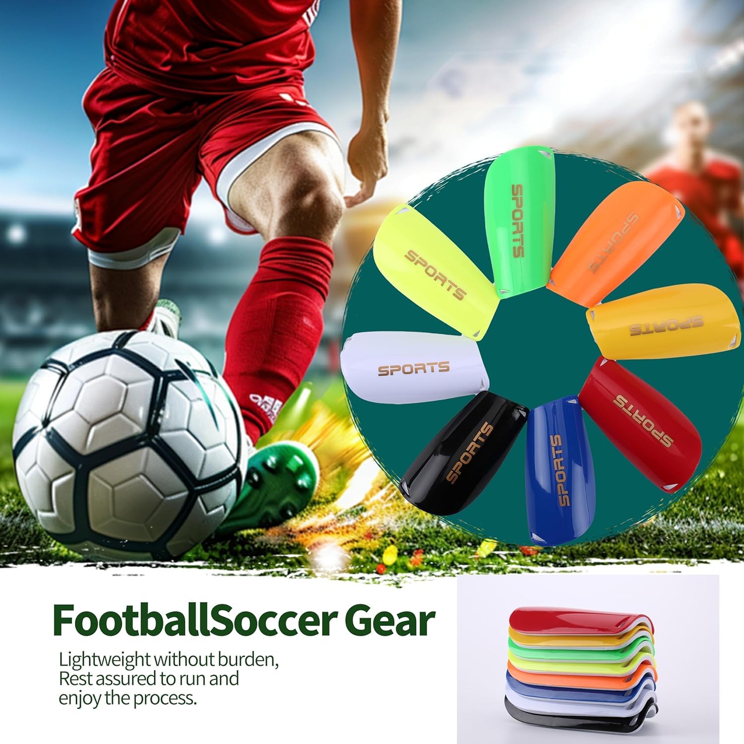 Neouth Soccer Shin Guards, Breathable Football Shin Guards Soccer for Adult & Teen, Football Accessories, Soccer Protective Equipment for Adult Teenagers (10x18cm) 4