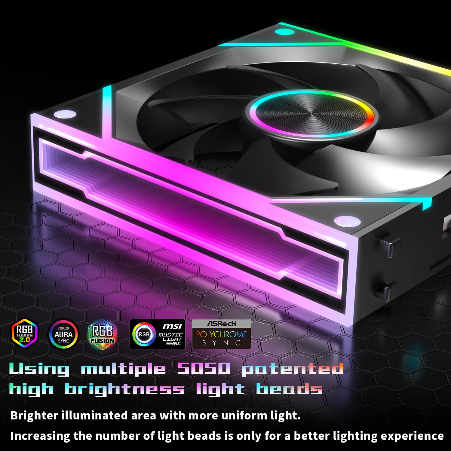 6 Packs Modular 120mm ARGB Chassis Fans, 3 Forward Fan +3 Reverse Fans,Easy to Assemble, ARGB and PWM Cooling Fan PC, Module ComputeFans, Daisy-Chain 5V RGB，Black