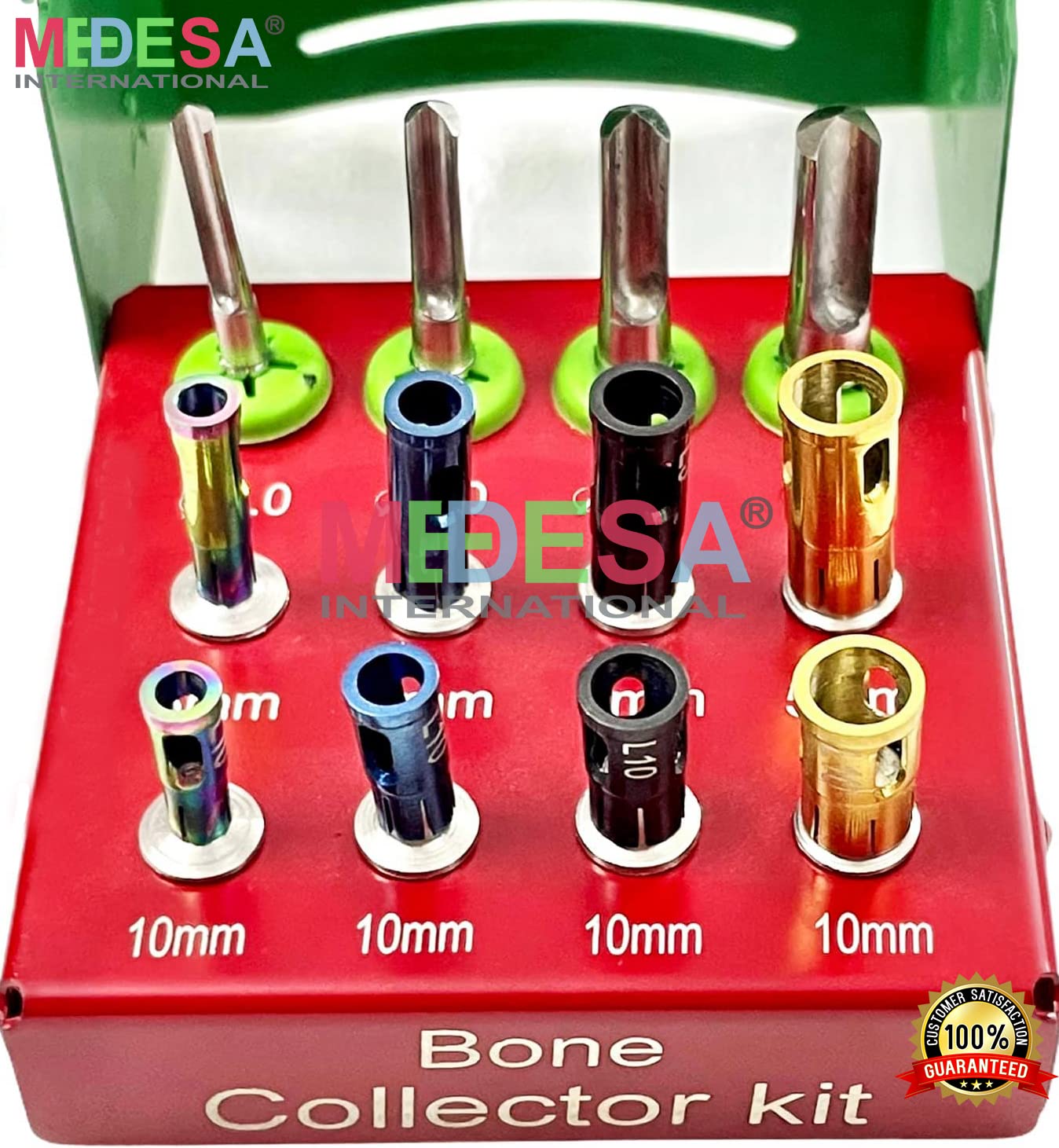 Implant Bone Collector Kit Self Bond Grind 12 Pcs Instrument Set Implantology with Stoppers by MEDESA