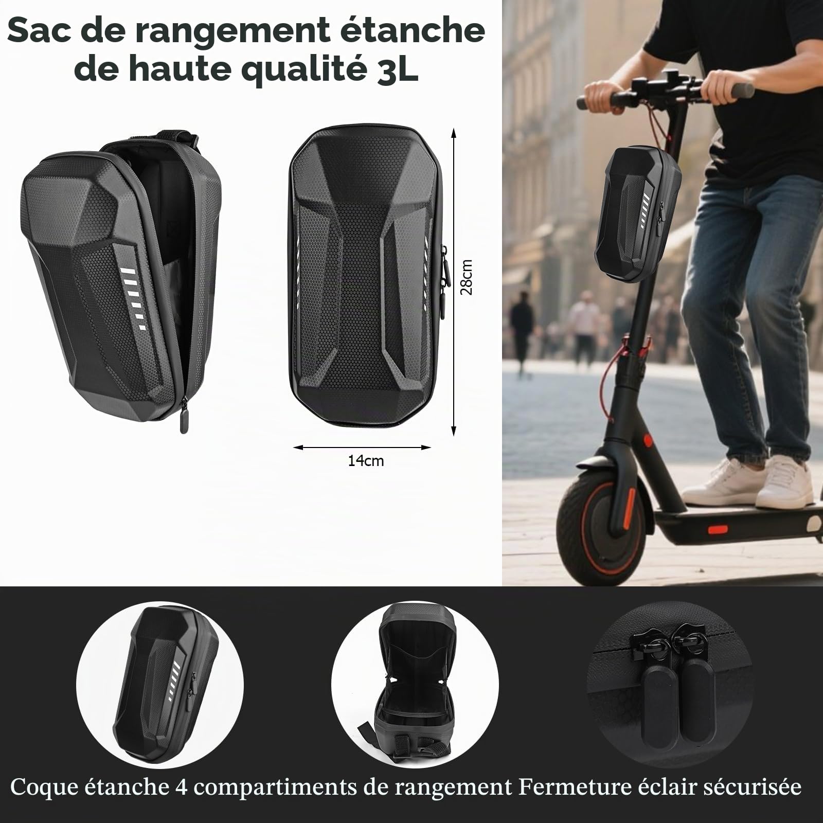 GuKKK Antivol Trotinette Electrique, 92CM Long Cadenas Trotinette Electrique, Cadenas Velo 8mm Ultra Résistant,1.5KG Robuste Chaînes Antivol pour Scooter Electriques, avec Clés et 3L Sac Etanche