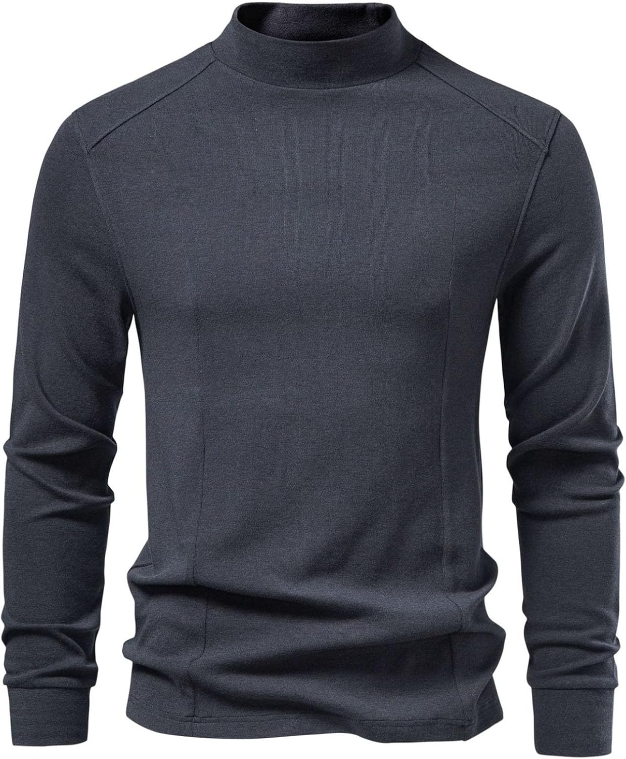 Men's Casual Mock Neck Shirt Long Sleeve Solid Knit Pullover Shirt