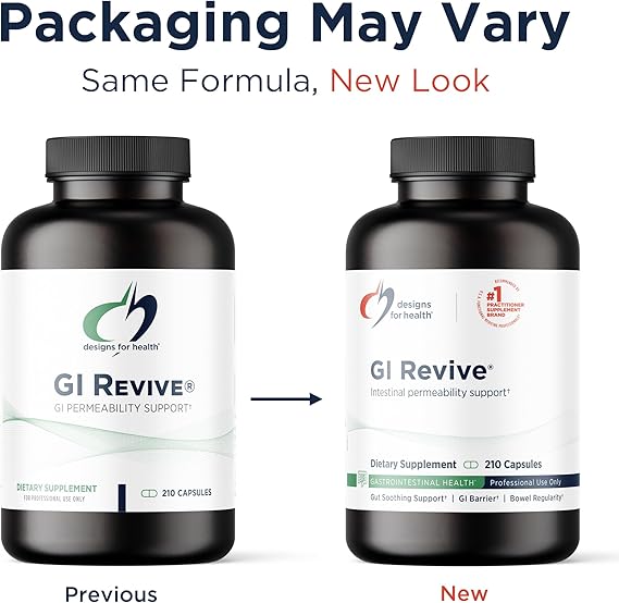 Designs for Health GI Revive - Slippery Elm Gut Health Support with Licorice Root, L-Glutamine + Zinc Carnosine - MSM, Marshmallow Root Powder + Okra Extract (210 Capsules)