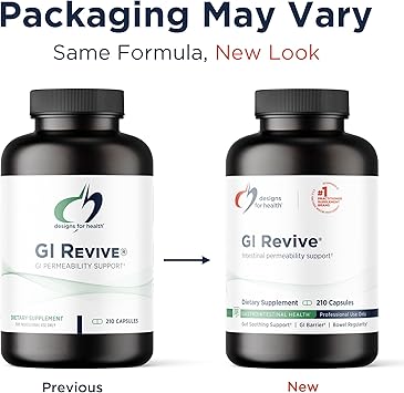 Designs for Health GI Revive - Slippery Elm Gut Health Support with Licorice Root, L-Glutamine + Zinc Carnosine - MSM, Marshmallow Root Powder + Okra Extract (210 Capsules)