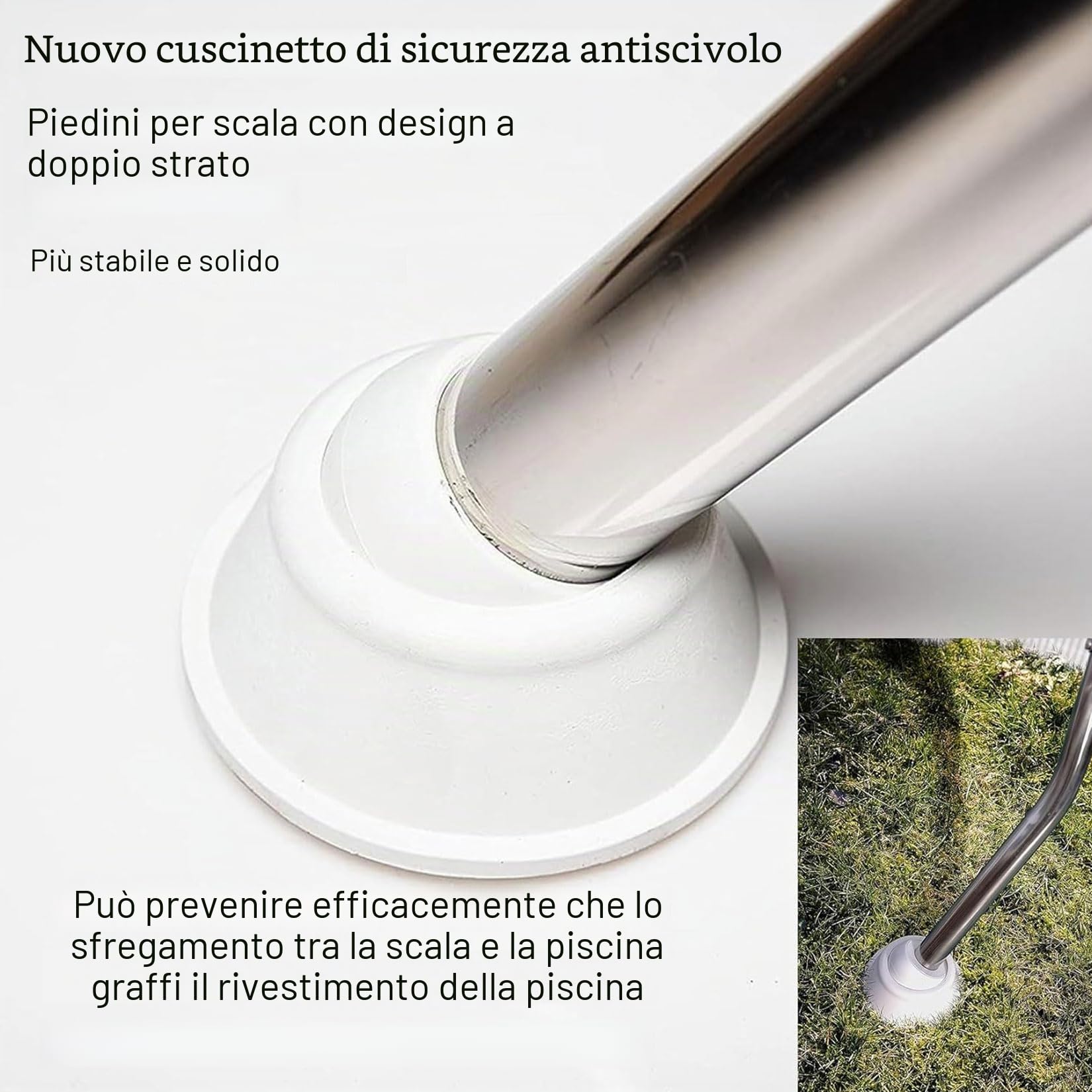 BOTOWI 85/110/135/160 cm Scala per Piscina Fuori Terra con Telaio in Acciaio Inossidabile per impieghi gravosi Gradini a Doppia Faccia, Scala per Piscina Fuori Terra, carico 250 kg,33in