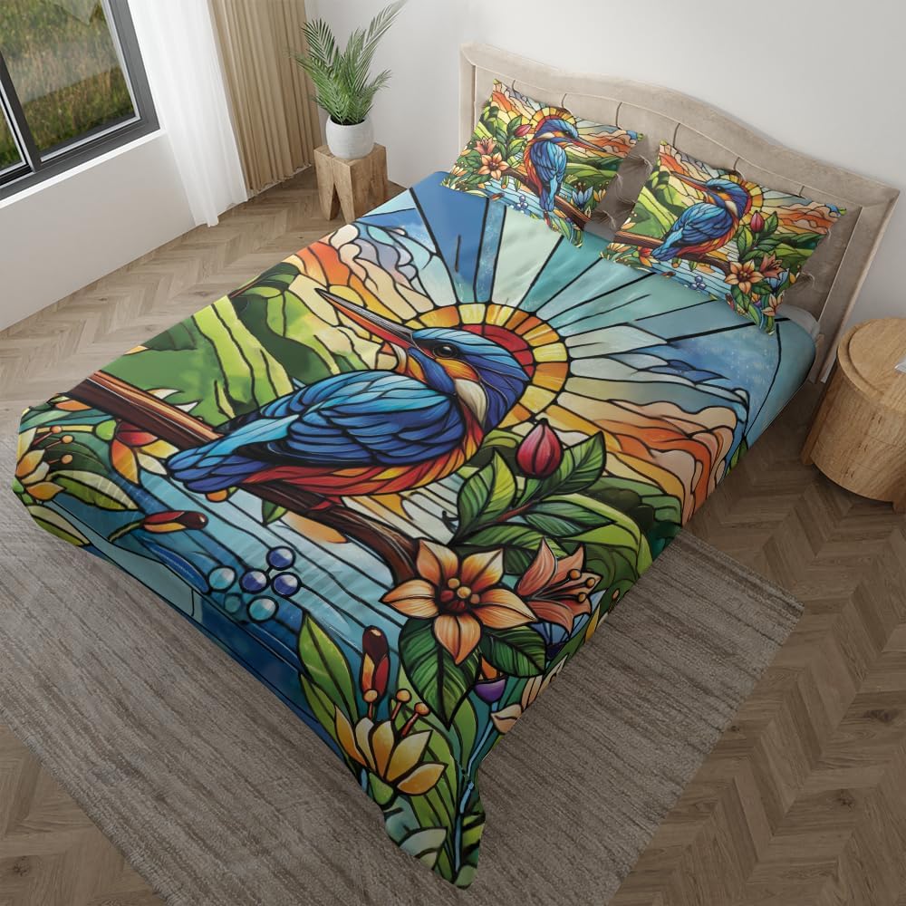 ThuhaTree Store Kingfisher Bird Bedding Set, Gift for Kingfisher Lovers (Style 2)