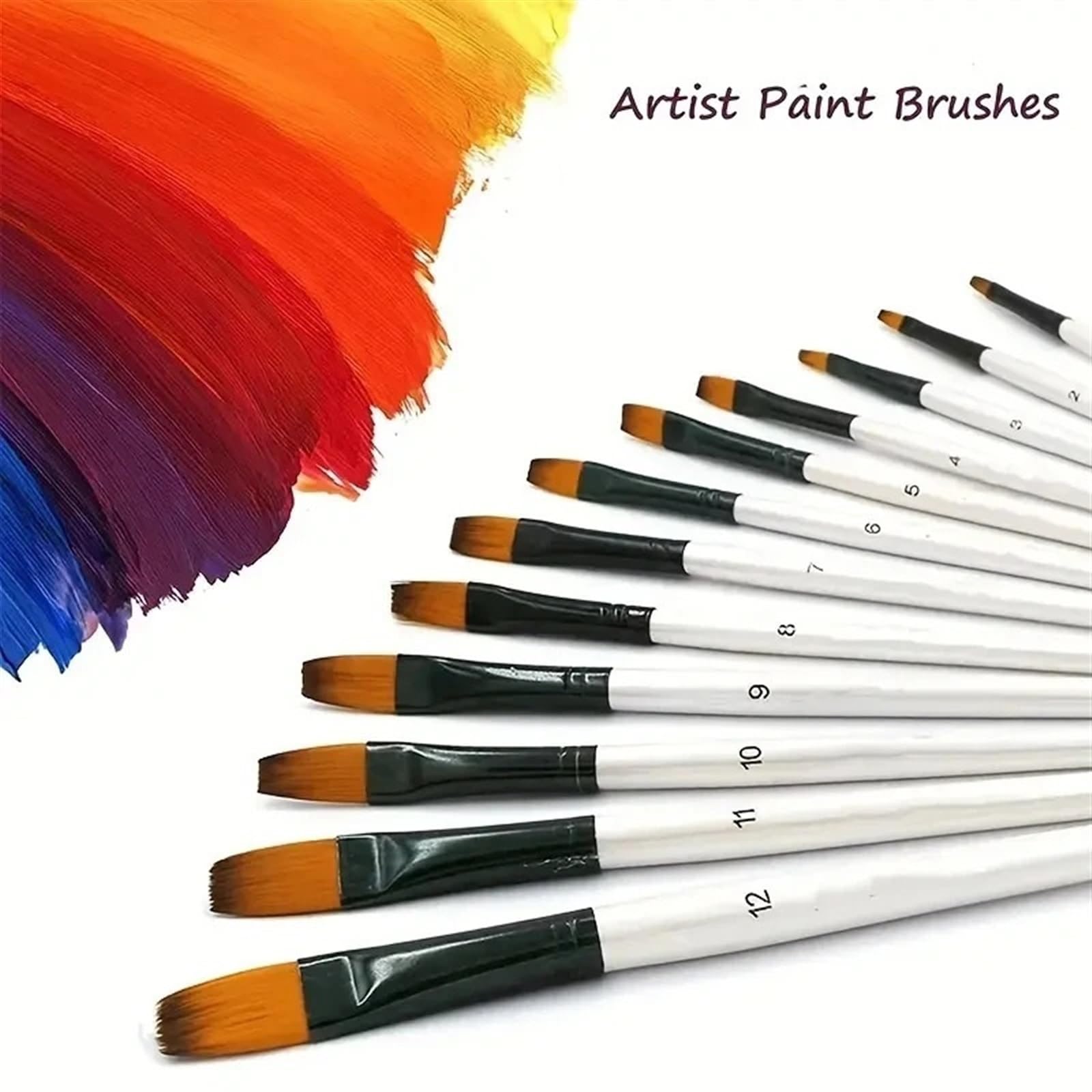 Malpinsel, 12-teiliges Aquarellstift-Set mit Nylonhaar, Holzgriff, zum Lernen, DIY, Öl-, Acrylmalerei, Kunstpinsel, Malpinsel, eine Farbe, 1 Farbstil 3