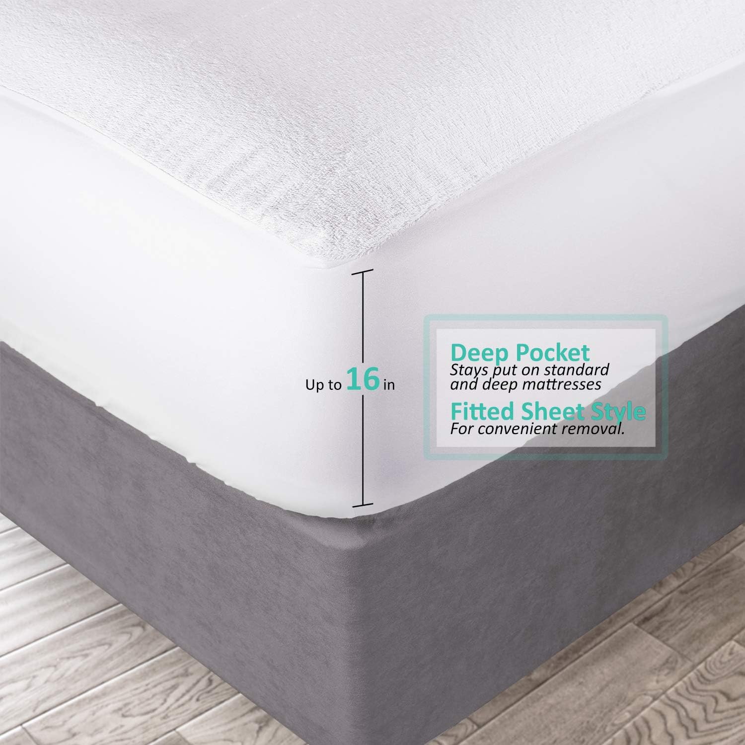 Nestl Premium Cotton Terry Mattress Protector – Soft and Waterproof RV Short Queen 14 Inch Deep Pocket Mattress Protector – Breathable & Noiseless Cover