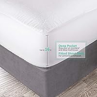 Vista 3 de Clara Clark Protector de colchón, funda de colchón de rizo de algodón de alta calidad, impermeable, suave, transpirable y silenciosa, protector