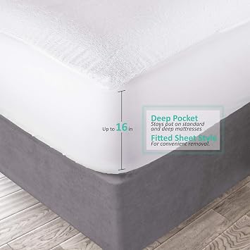Nestl Premium Cotton Terry Mattress Protector Soft and Waterproof Twin 14 Inch Deep Pocket Mattress Protector Breathable & Noiseless Cover