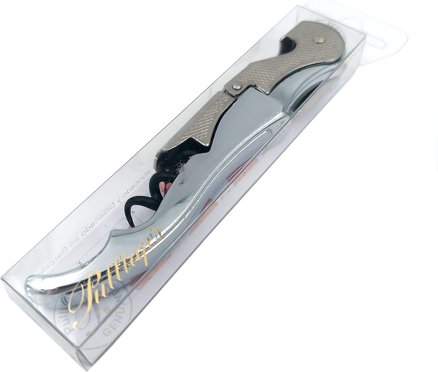 Pulltap's Genuine Classic 100 Waiter's Corkscrew – Double-Hinged Wine Key with Hinged Foil Cutter – Patented Design – Made in Spain – Cromado - Chrome
