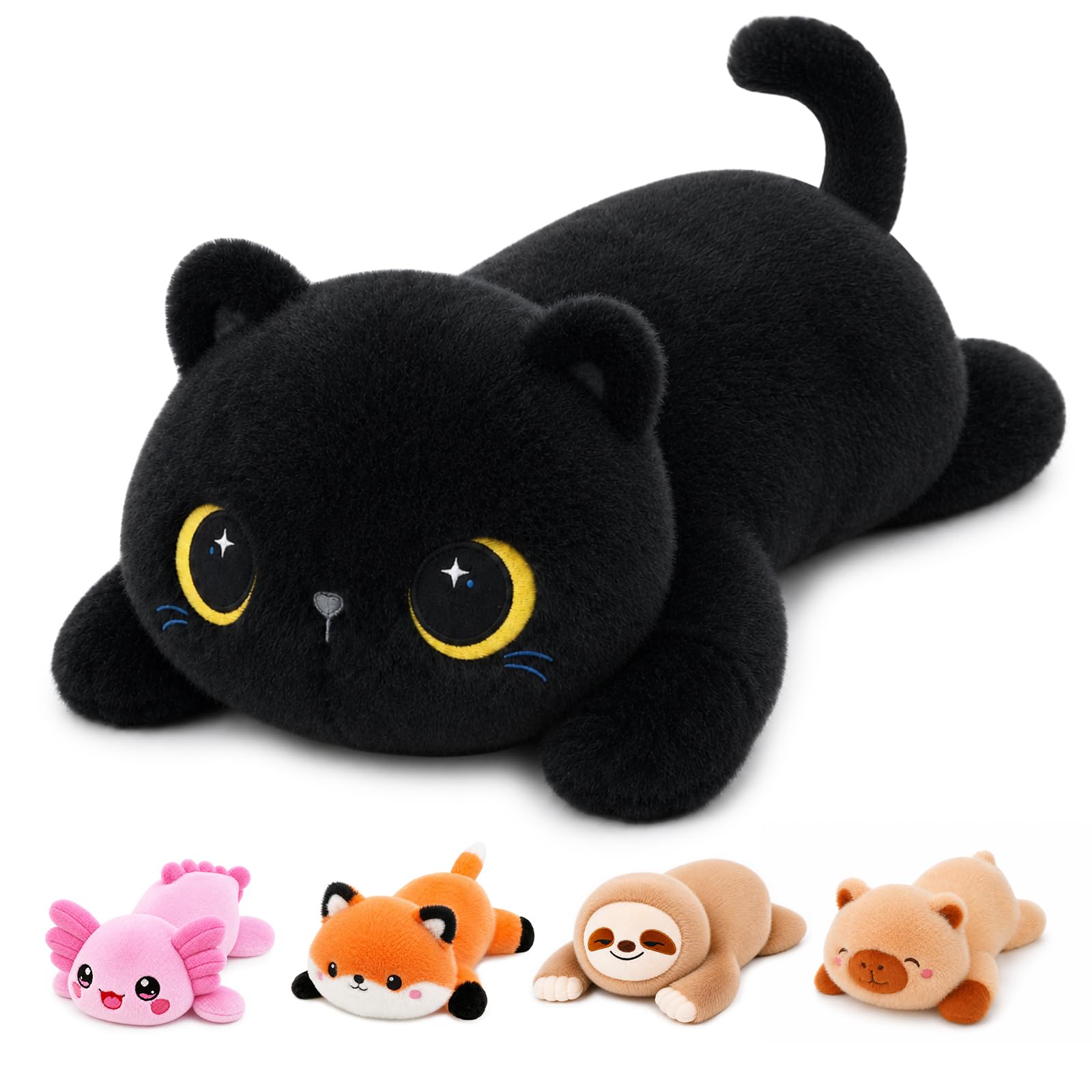 Black Cat Weighted Stuffed Animal, Soft Plush Toy Gift(27 cm, 0.32 kg)
