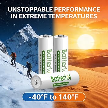 Lithium Batteries AA, Double A Batteries 3000mAh 1.5V Long Lasting for Blink Camera, Flashlight, Video Doorbell, Clocks, Remote Control, Non-Rechargeable (AA 12 Pack)