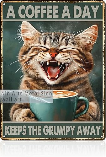 Miniatura 29 de Letrero de metal de café fresco, arte de pared retro para el hogar, cocina, cafetería, oficina, decoración de 8 x 12 pulgadas Café4,Café6,Perro