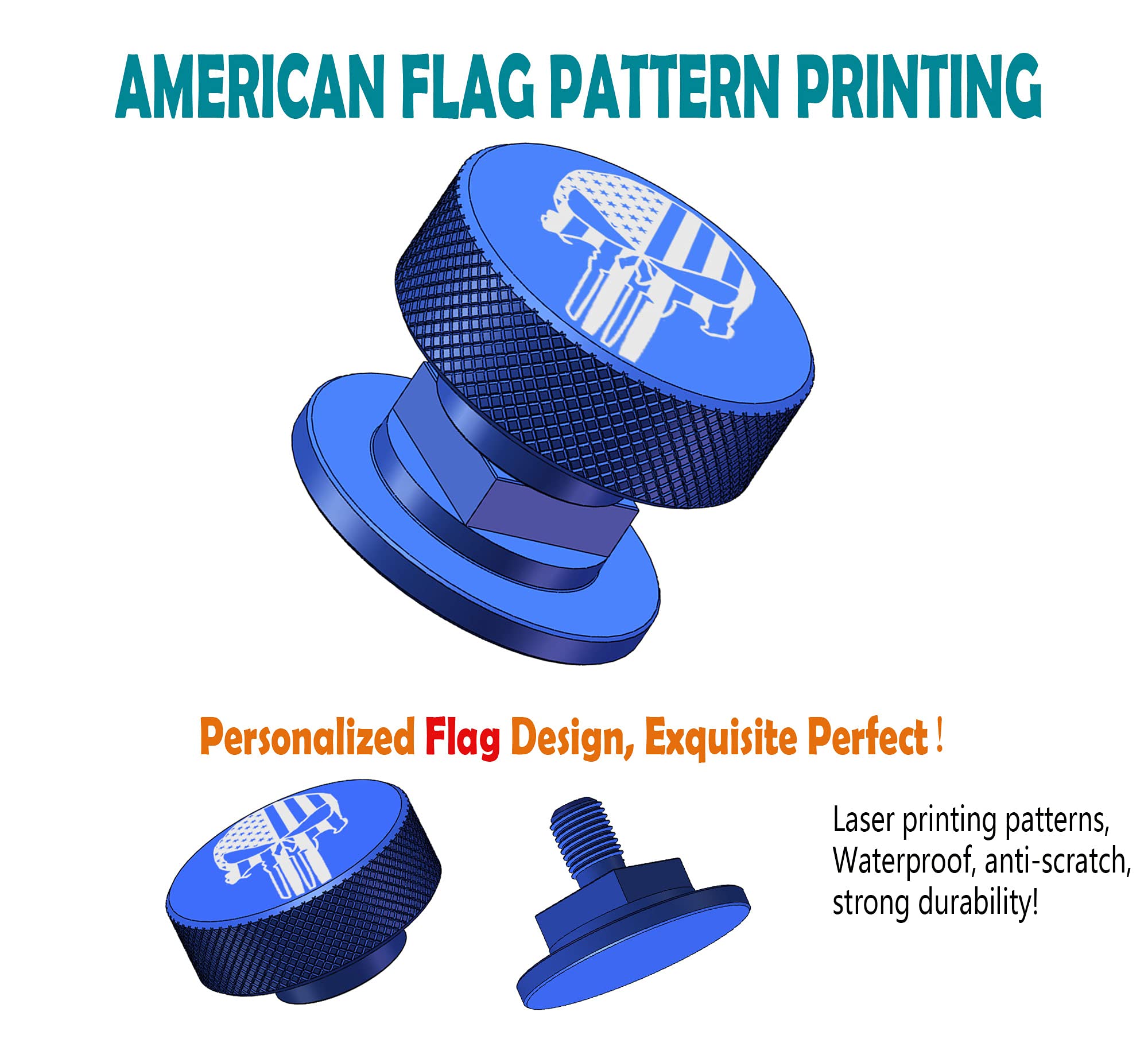 Kaptur spawalniczy kask łączniki rurociągowe - 1 para niebieski wzór flagi USA aluminiowy kask rurociąg nakrycia głowy części zamienne akcesoria śruby klapka kaptur, antykorozyjne