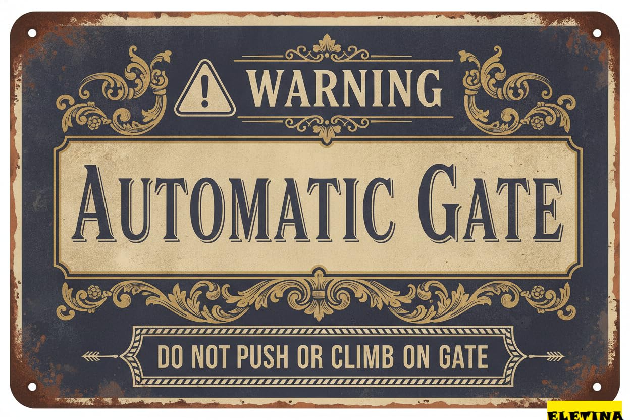 Personalized Sign for Man Cave Automatic Gate, 8x12 Aluminum Do Not Push Or Climb On Gate S, Weatherproof Private Property Decorative