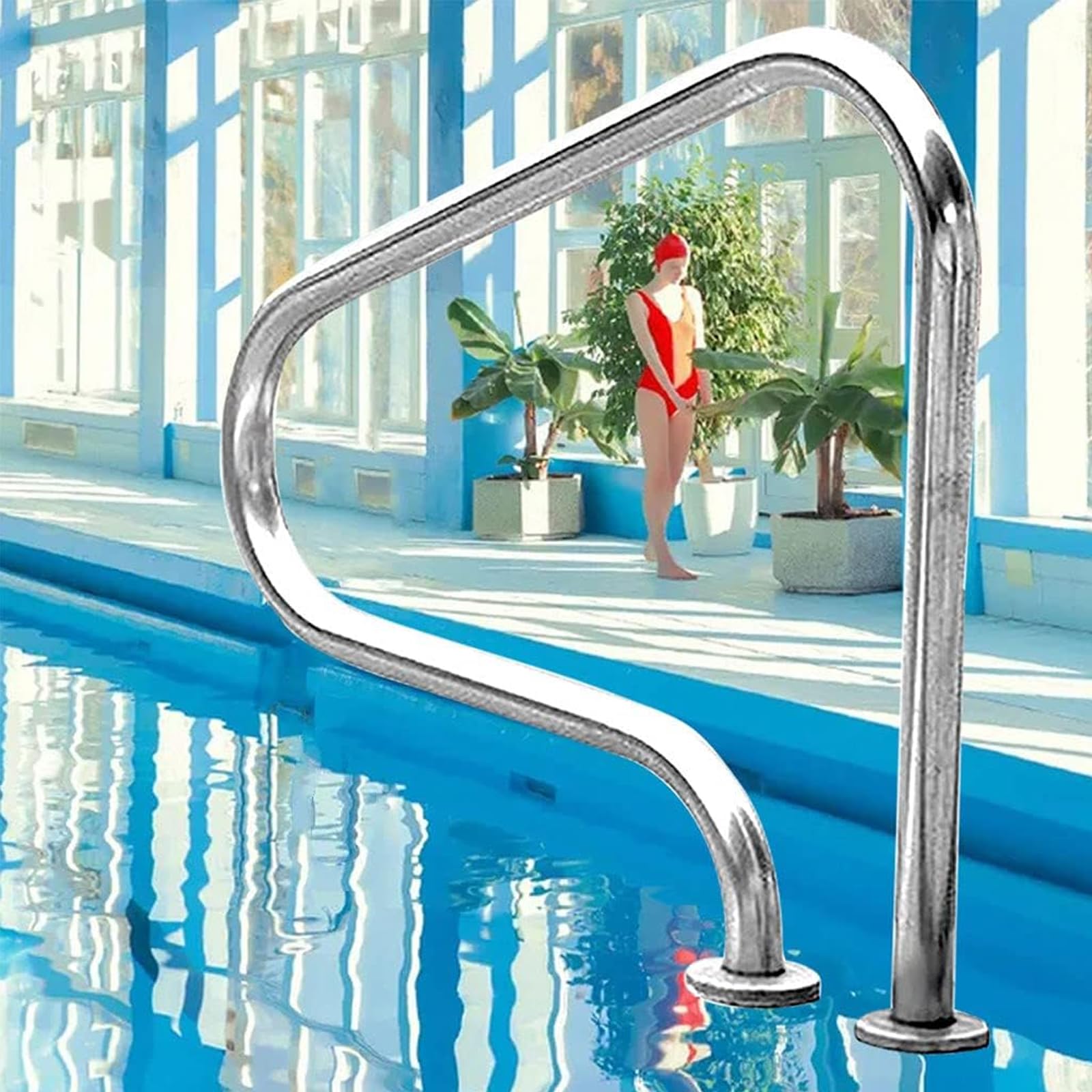 WMYWBYT Swimming Pool Safety Hand Rail Pool Handrails 304 Stainless Steel Swimming Pool Handrail for Pool, Spa Club, or Water Park - Inground Pools Handrails