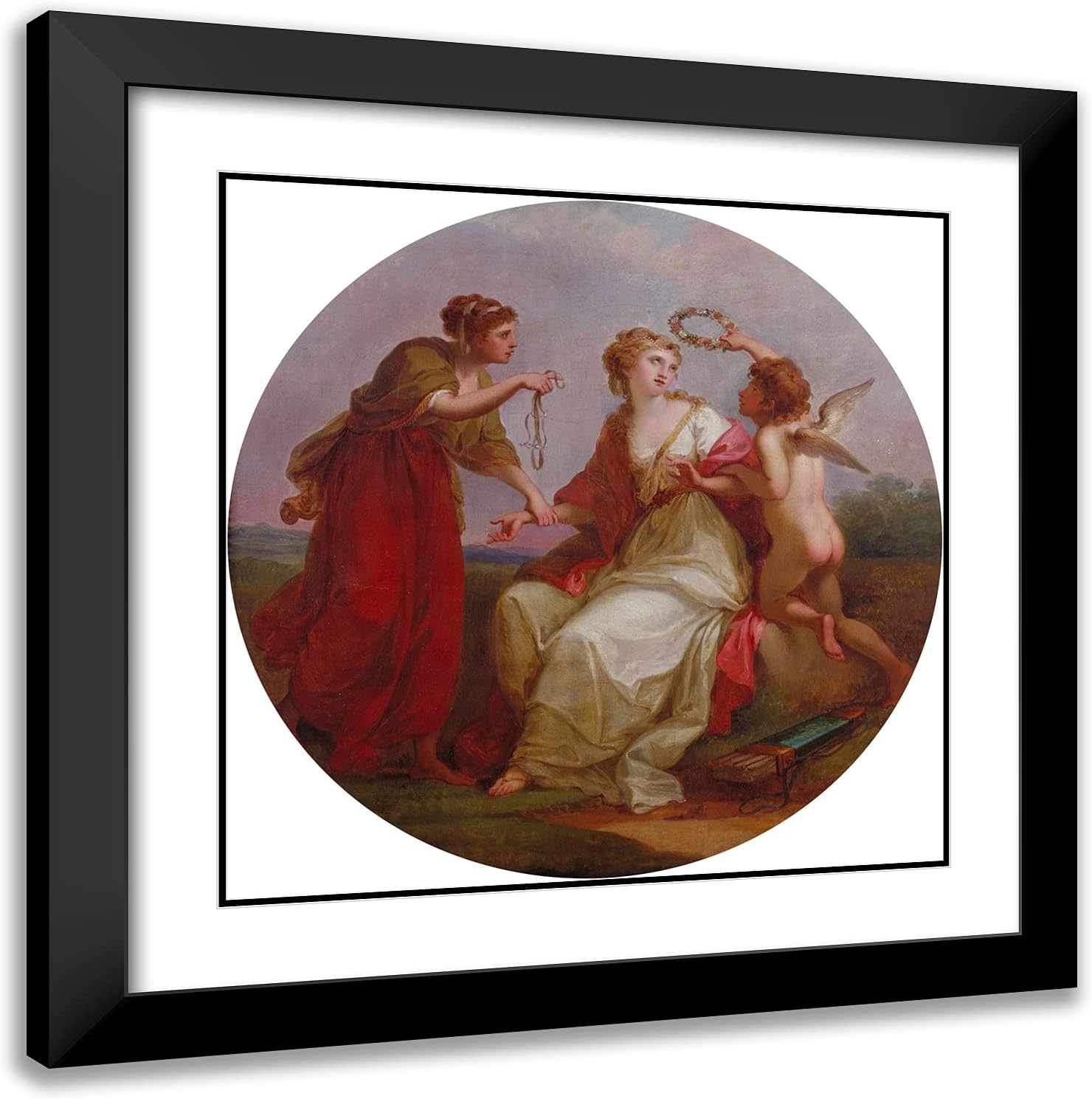 ArtDirect Kauffman, Angelica 20x20 Gold Ornate Framed Art Print with Double Matting Titled: Beauty Directed by Prudence