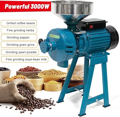 Miniatura 3 de H&ZT Molinillo de maíz, molino de grano eléctrico, molinillo de cereales húmedos y secos de 3000 W, molinillo de maíz, molinillo de maíz, molino de