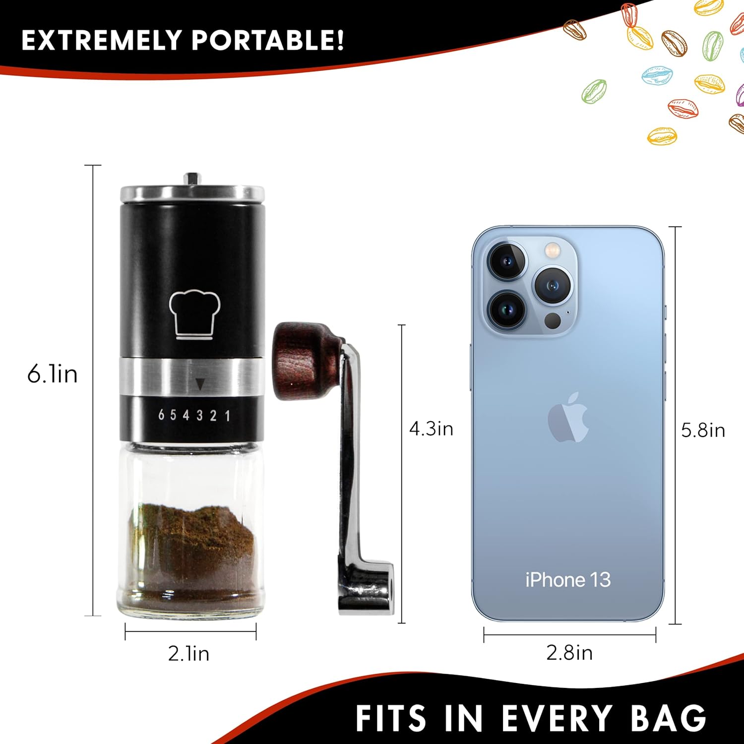 Manual Coffee Grinder, Easily Adjustable Coarseness, Portable Handheld Mill, Stylish Hand Crank Grinder For Office, Home, And Camping 5 Manual Coffee Grinder, Easily Adjustable Coarseness, Portable Handheld Mill, Stylish Hand Crank Grinder For Office, Home, And Camping