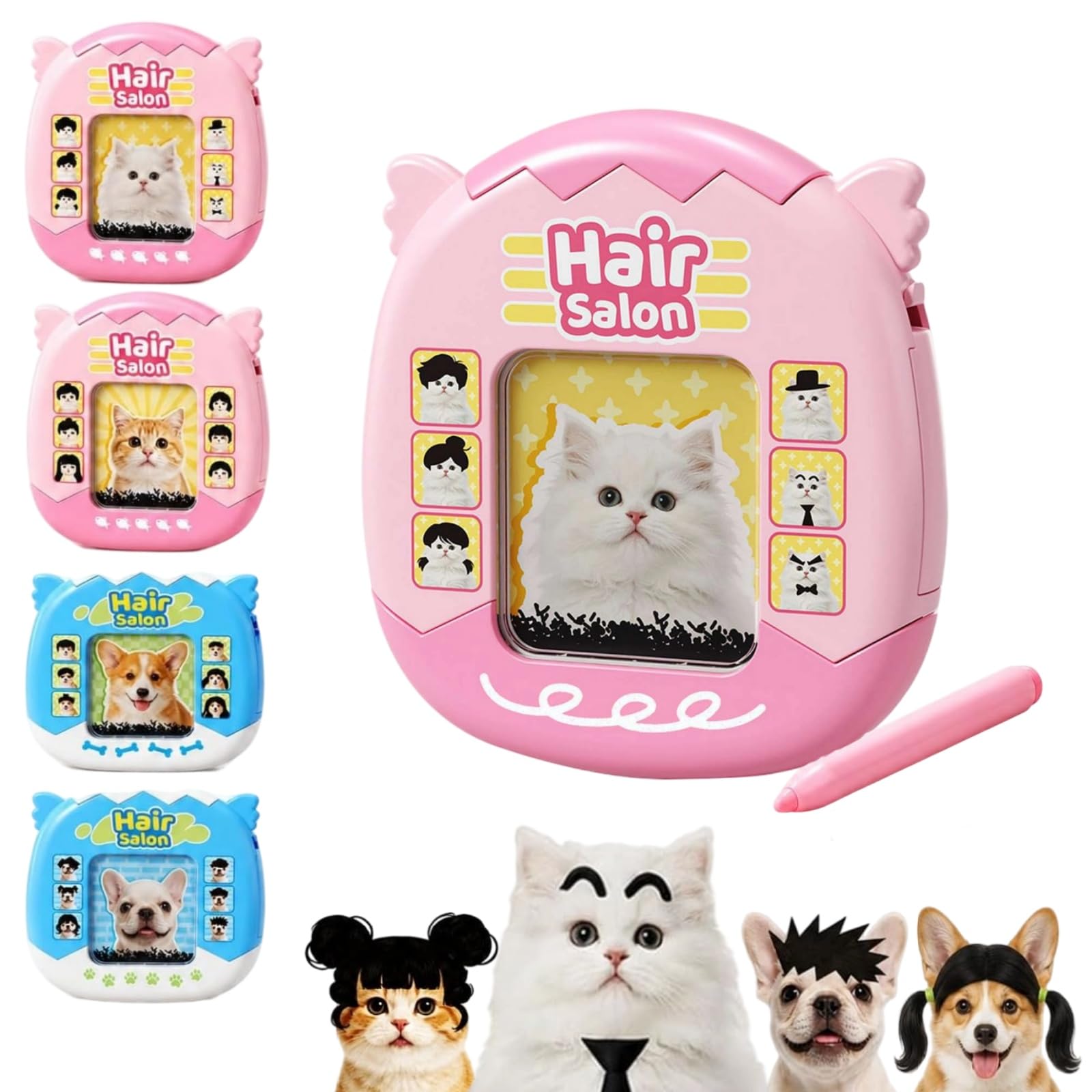 Cat Magnetic Drawing Board, 2-in-1 DIY Hairstyle Toy with Stylus Pen (White Cat)