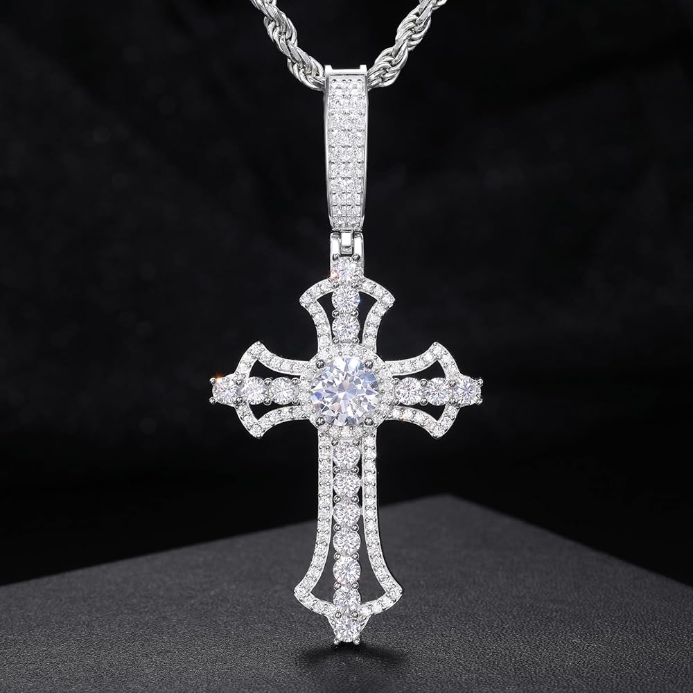 Gugots Cross Necklace for Men 925 Sterling Silver Cubic