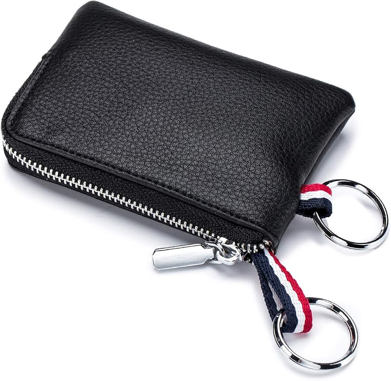 Monedero de cuero, monedero para hombres y mujeres (negro, estándar)