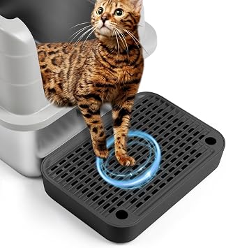 Cat Litter Box Step with Filter Function, Non-Slip Cat Step, Black