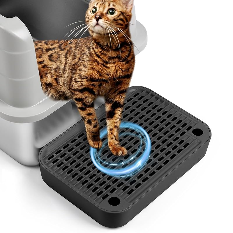 Degrau para Caixa de Areia de Gatos com Dupla Camada e Filtro, Plástico ABS, Bartuke, Preto