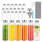 Zukro 24 Pack Glass Water Bottles with Lids 18 oz, Reusable Clear Juice Bottles With Stainless Steel Airtight Cap for Juicing, 100% Leak Proof Juice container Drinking Jar, Fridge Safe, BPA Free
