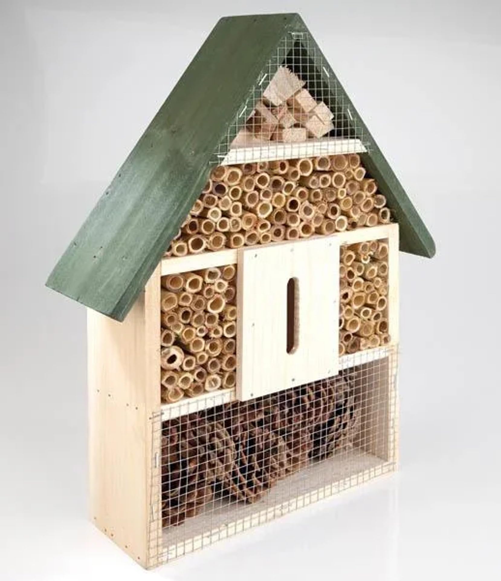 Insektenhotel XXL 40x28x9 cm aus Kiefer Bambus Pinie - für Wildbienen Marienkäfer Schmetterlinge Artenschutz Garten Ganzjährig Sonniger Standort