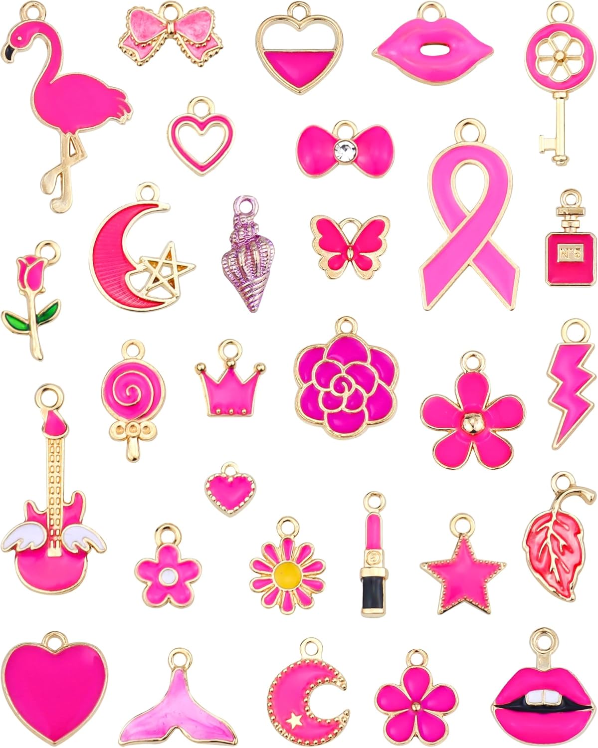 30 Pcs Assorted Gold Plated Enamel Charms Pendants Earring Pendants Charms for Necklace Bracelet Jewelry Making and Crafting