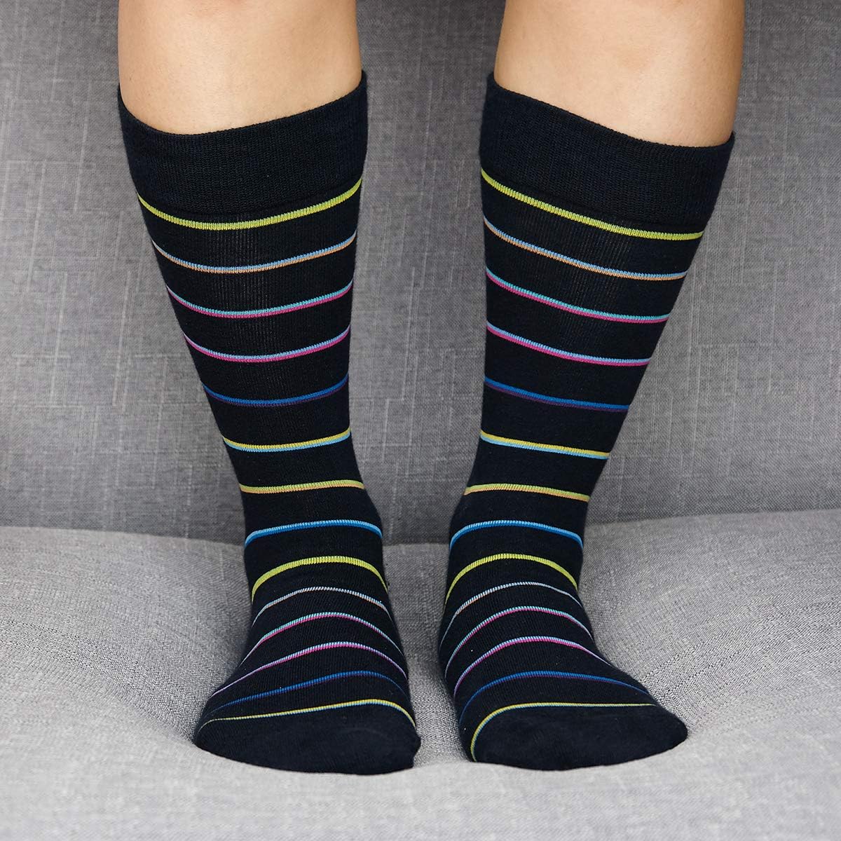 HSELL Funny Mens Colorful Dress Socks Crazy Design Argyle Striped Funky Pattern Cotton Socks for Men Gfits