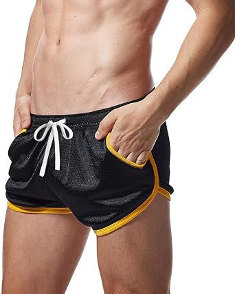 AIMPACT Mens 3 Inch Mesh Athletic Workout Running Shorts with Pockets | Retro Contrast Trim, Adjustable Drawstring Waist, Breathable Mesh Material, Gym Bodybuilding Tennis Basketball Training