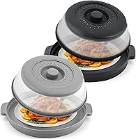 Vista 9 de Cubierta antisalpicaduras para microondas para alimentos con placa base antiquemaduras, plástico grande y silicona ventilada para evitar quemaduras
