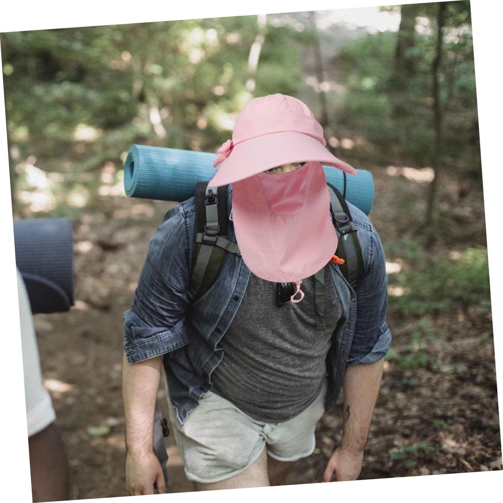Sombrero para el Sol Aire Gorros para Mujer Sombrero Ancho de Senderismo Tapa Lumin Light Pescador de máscara diseñado con máscara Nylon Rosa