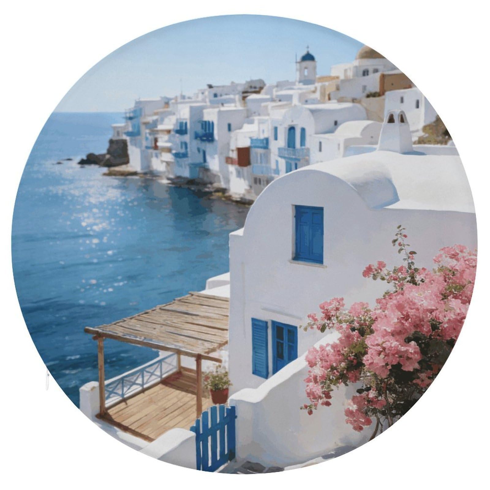FekiLoot Flowers and The Sea Seat Cushion Comfort Memory Foam Seat Cushion Chair Pad Soft Round Stool Cushion Chair Cushion Removable Washable Cover for Home Office Outdoor Bistro 15.35 Inch