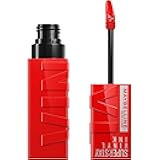 Super Stay Vinyl Ink Longwear No-Budge Liquid Lipcolor Makeup, Highly Pigmented Color and Instant Shine, Red-Hot, Fire Engine Red Lipstick, 0.14 fl oz, 1 Count