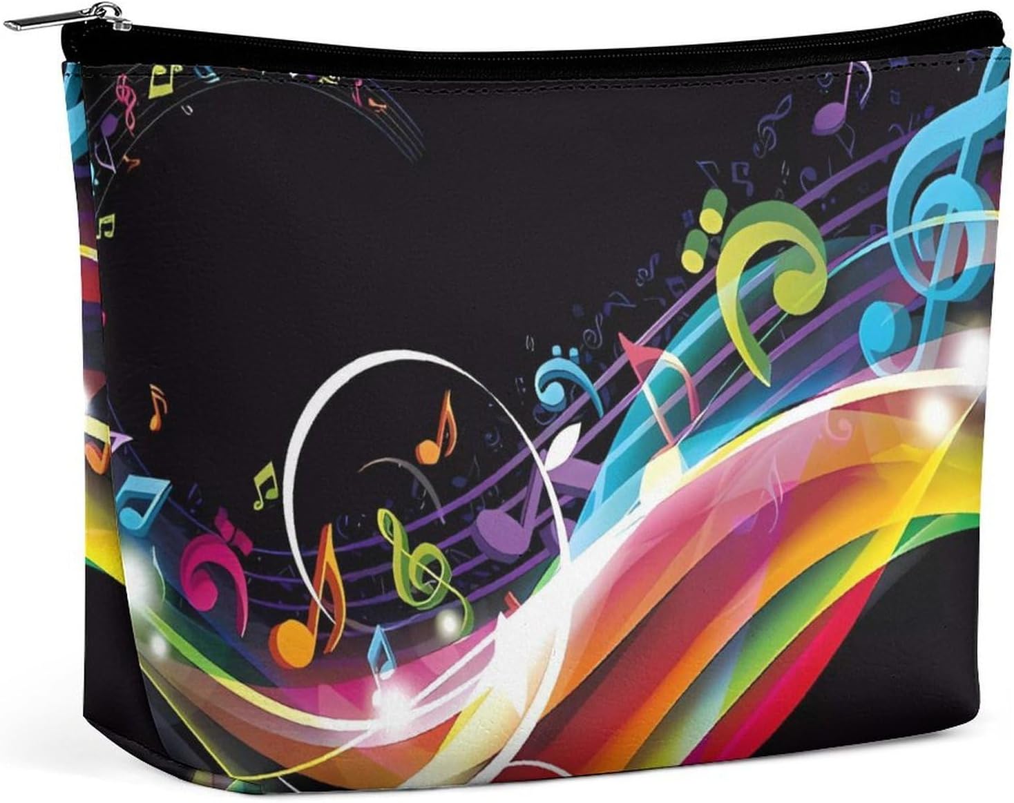 Colorful Music Toiletry Bag Large Capacity Makeup Bag Travel Makeup Pouch Mini Cosmetic Bags Zipper Make Up Storage Pouch Make Up Organizer Tool Pouchs