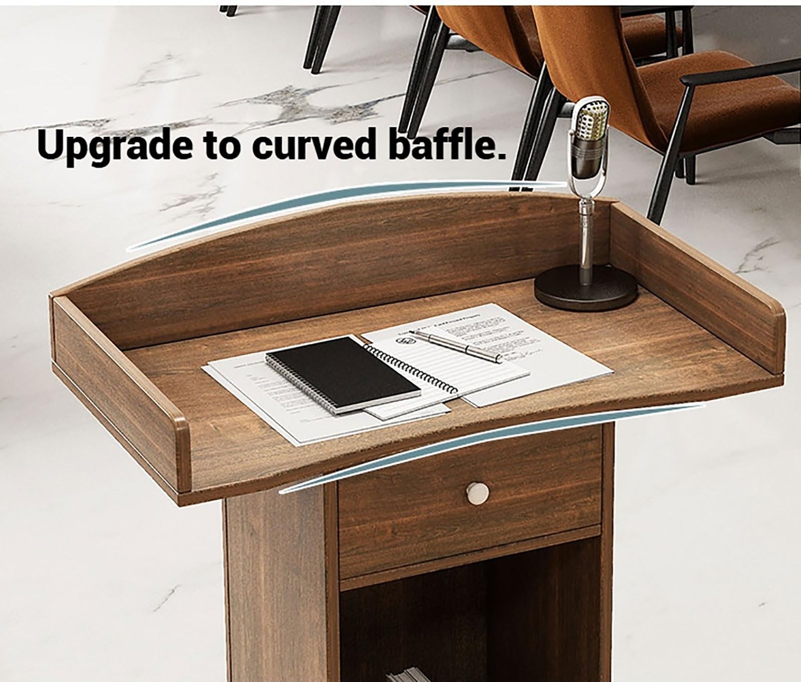 Générique Pupitre Portable en Bois avec Base Lourde pour présentations, conférences, événements Scolaires et Professionnels, Design élégant en chêne Sauvage pour Un Usage