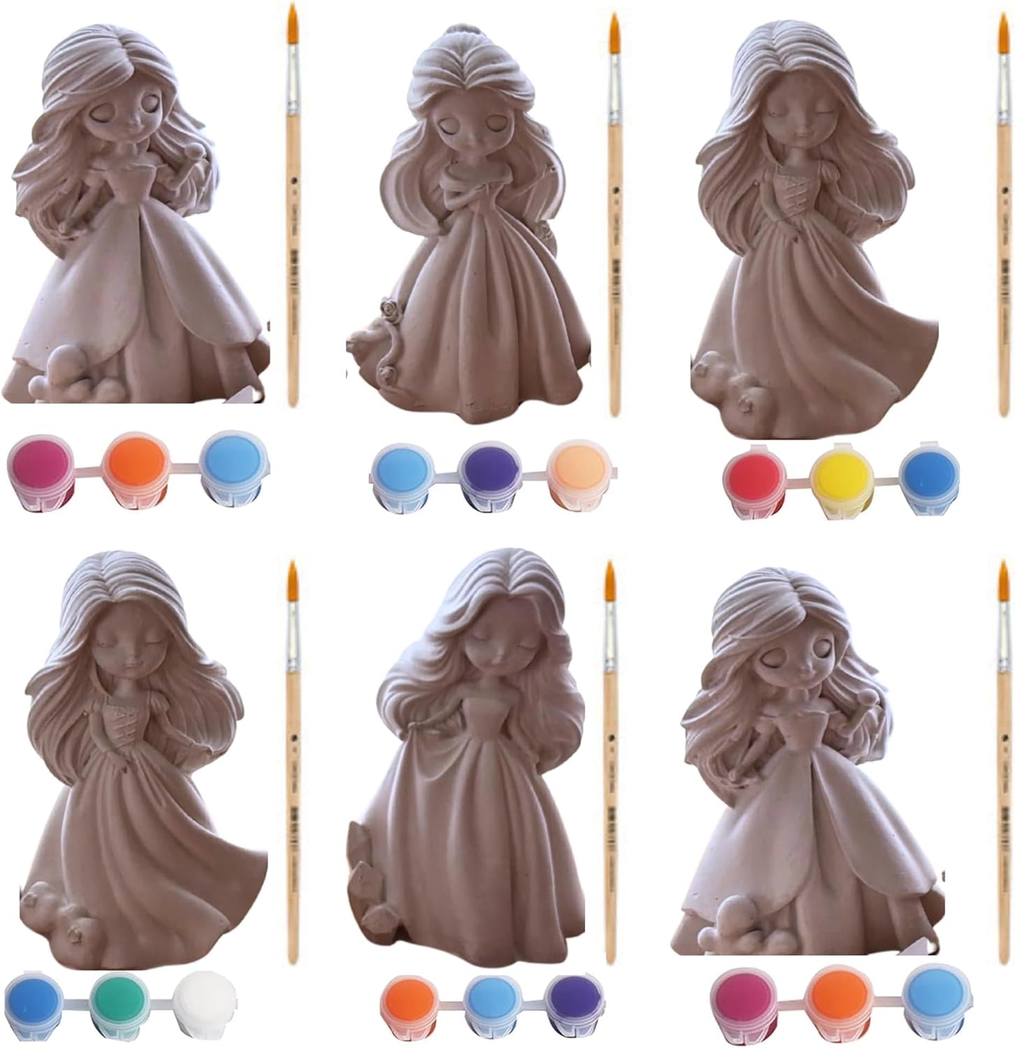 DIY Painting Party Box for Kids – Donuts, Cars or Princess Theme – Birthday Craft Kit with Paints & Brushes, Creative Activity Set (10, Princess)