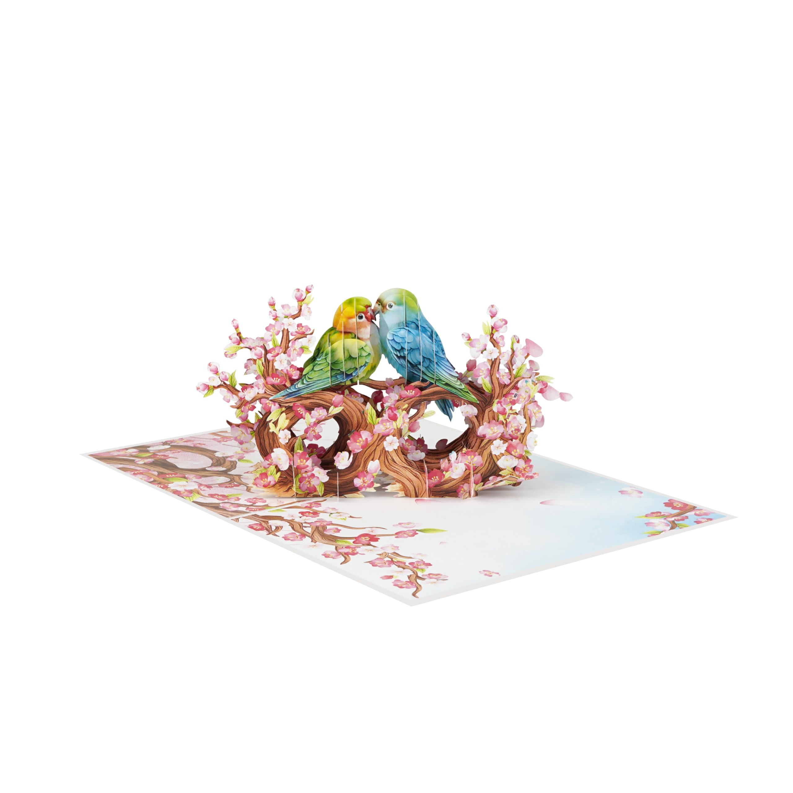 Crafted Memories 3D Lovebirds on Cherry Blossom Pop Up Card – Romantic Tropical Birds Anniversary & Valentine’s Day Card – Floral Birthday & Wedding Greeting Card
