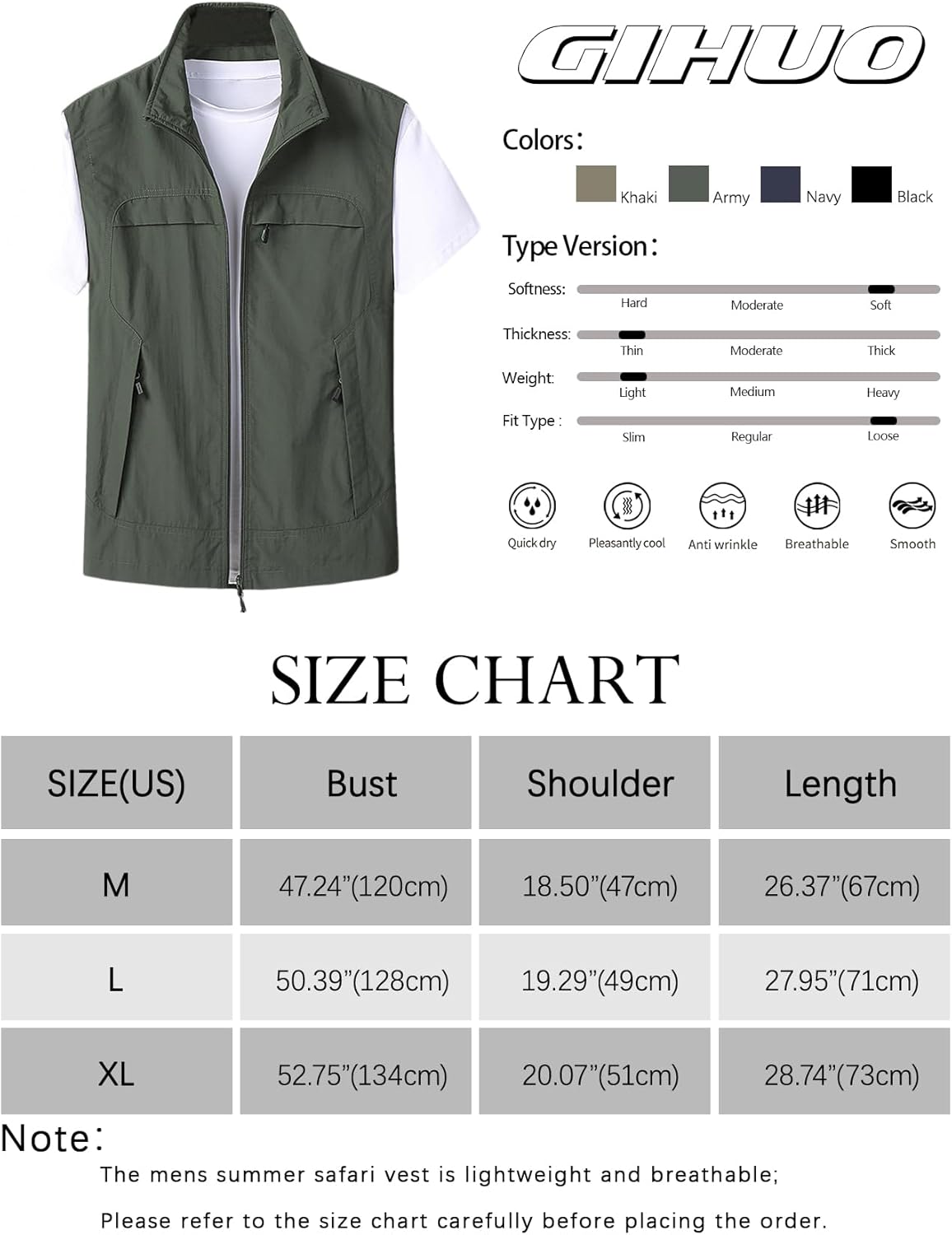 Gihuo Mens Vest Casual Lightweight Vests Summer Sleeveless Jackets for Travel Hiking Fishing - Image 7