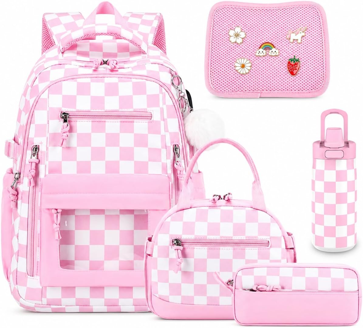 4PCS Girls Backpack Pin Display Ita Bag with Lunch Box
