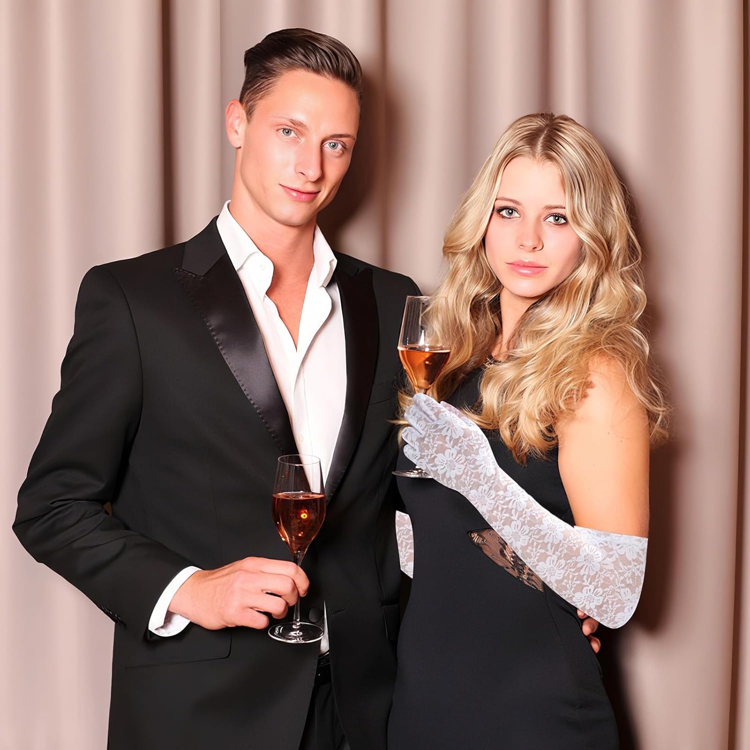 Long Lace Gloves, Elegant Floral Opera Tea Party Gloves for Women, Bridal Wedding Prom Long Glove Costume Accessories - Image 7