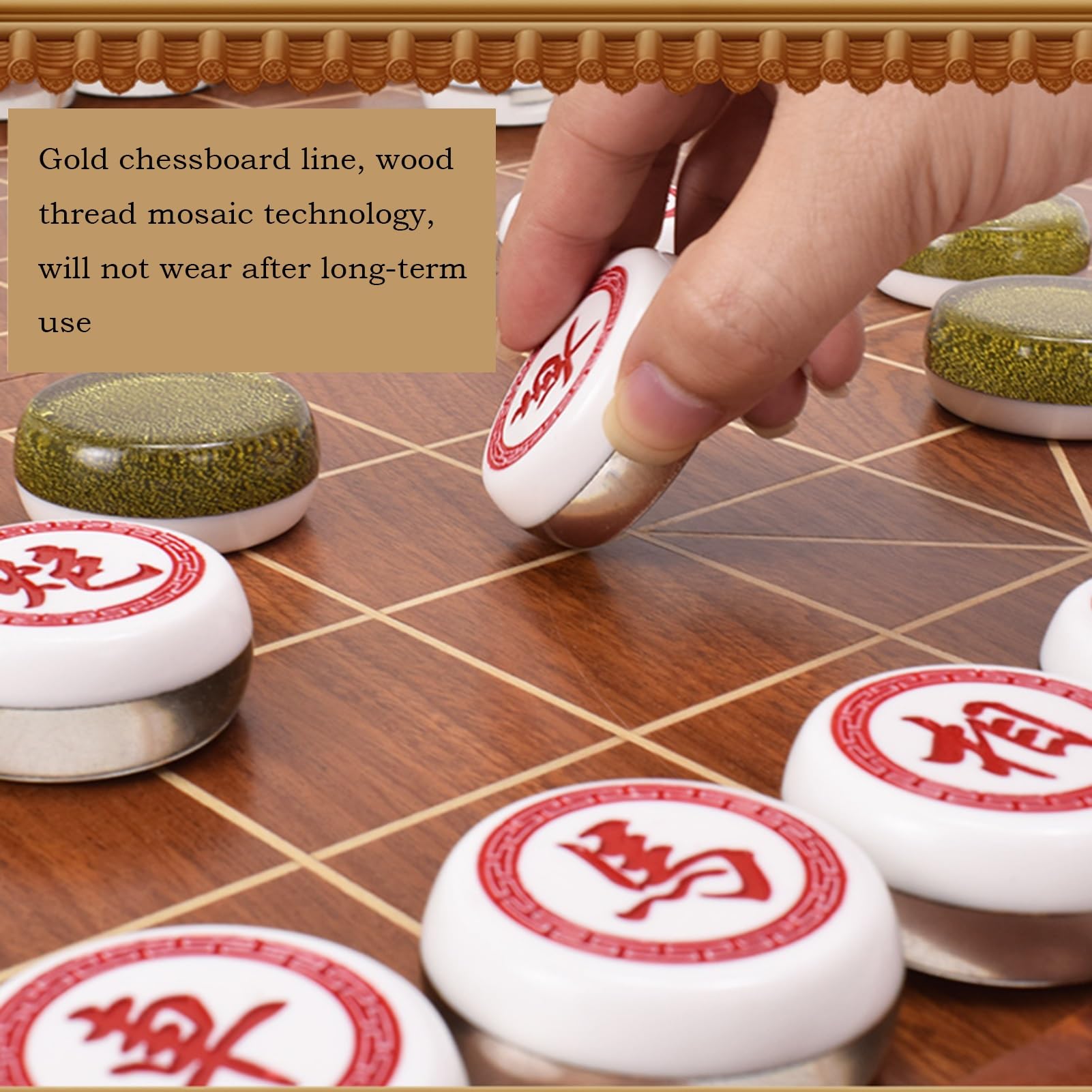 Juego de ajedrez Chino acrílico Xiangqi con Tablero de Madera Plegable, Ideal para Viajes, Juegos de Mesa y Estrategia para 2 Jugadores (Blanco)