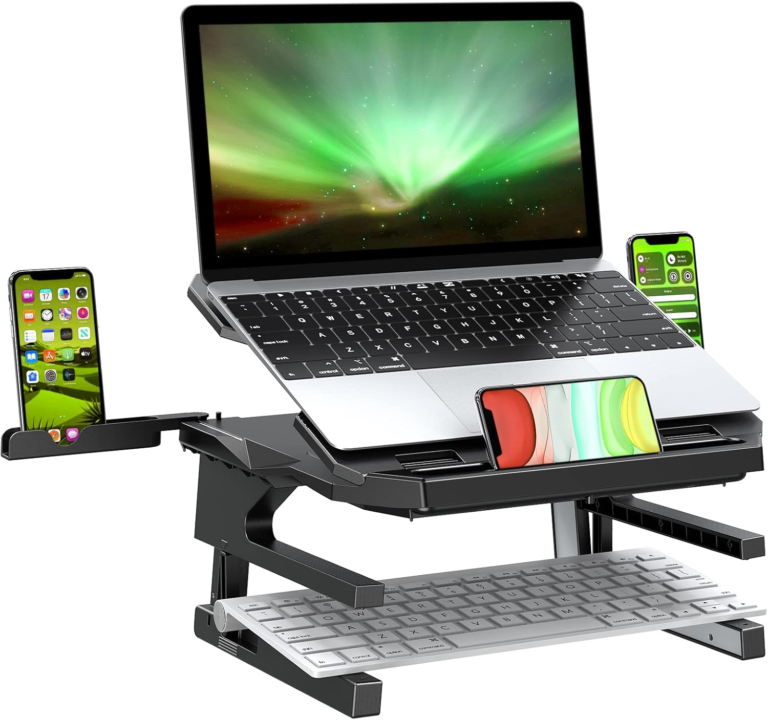 Zimilar Laptop Stand, Ergonomic Height Adjustable Laptop Stand for Desk, Multi-Angle Portable Laptop Riser with 360° Rotating Base, Foldable Computer Stand Riser Fits Most Laptops up to 15.6" (Black) : Electronics