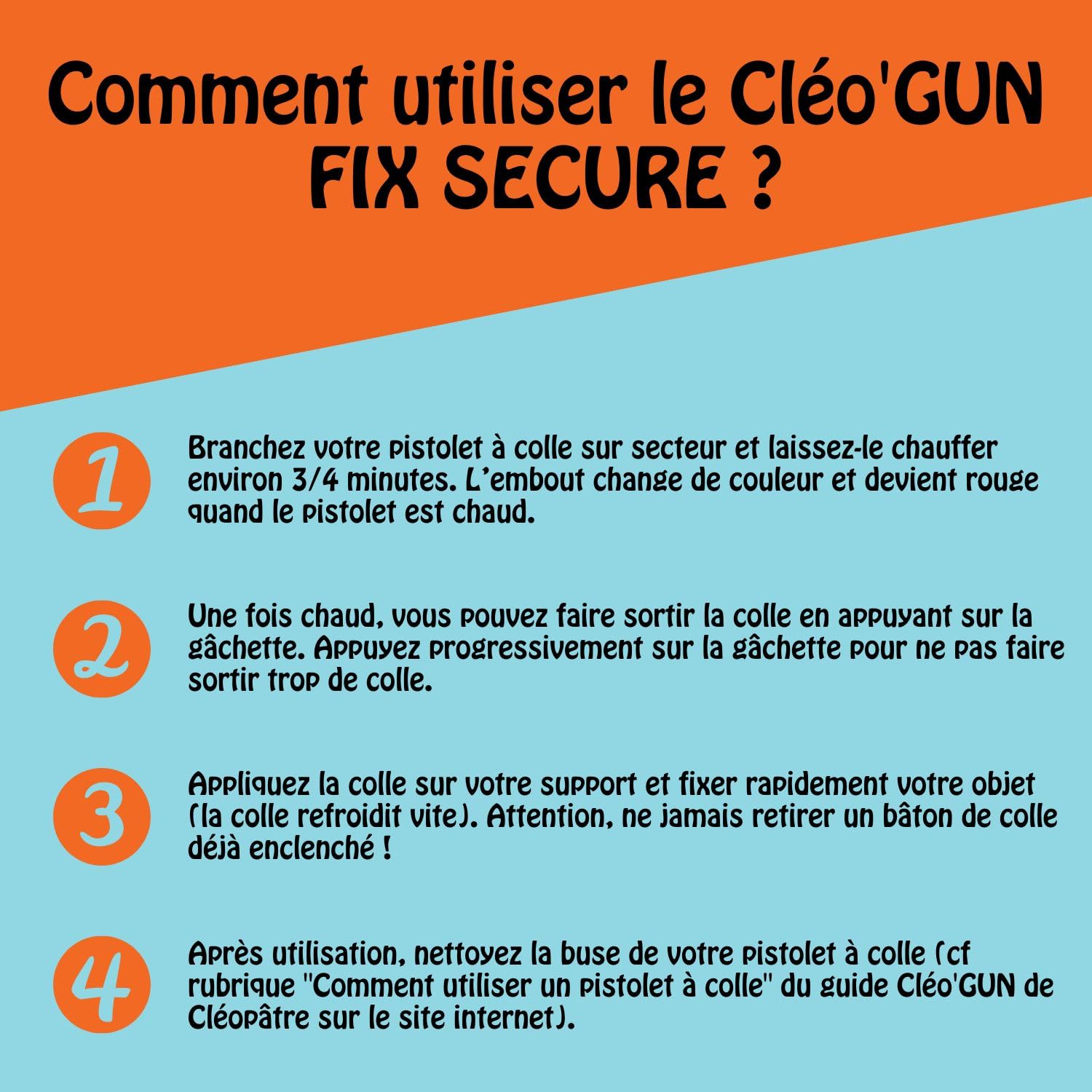 CLEOPATRE – Pistolet à Colle Chaude 20W – Sécurité avec Embout Indicateur de Température - Livré avec Base de Stabilité, 10 Bâtons de Colle 7mm, 2 Pinces